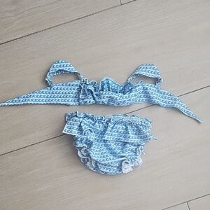 Montce Blue Ruffled Kids Swimwear Set